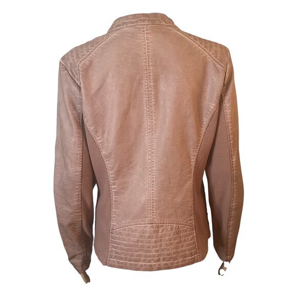 Sebby Collection Moto Jacket Womens Large Pink Mauve Faux Leather Zip Front - Picture 2 of 14